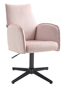 FOTEL HR280CROSS PUDROWY RÓŻ WELUR CZARNA PODSTAWA