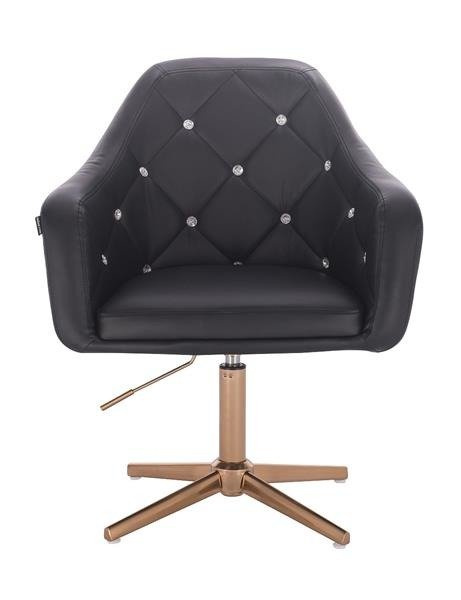 FOTEL HR830 CZARNA SKÓRA CROSS ZŁOTY