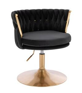 FOTEL HR450N CZARNY WELUR ZŁOTA PODSTAWA