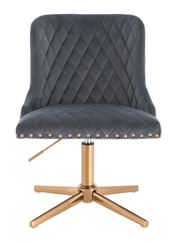 FOTEL HR940CROSS GRAFITOWY WELUR ZŁOTA PODSTAWA