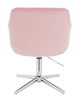 FOTEL HR190CROSS PUDROWY RÓŻ WELUR CHROMOWANA PODSTAWA