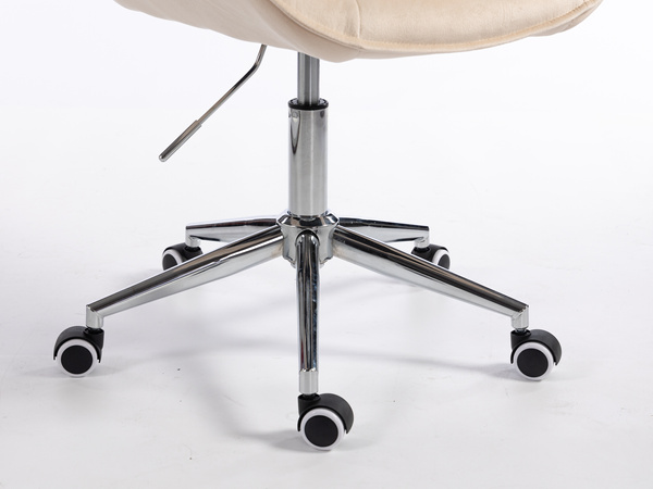 FOTEL HR350K KREMOWY WELUR CHROMOWANA PODSTAWA