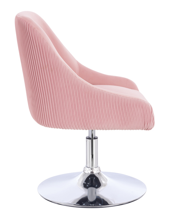 FOTEL HR920N PUDROWY RÓŻ WELUR CHROMOWANA PODSTAWA