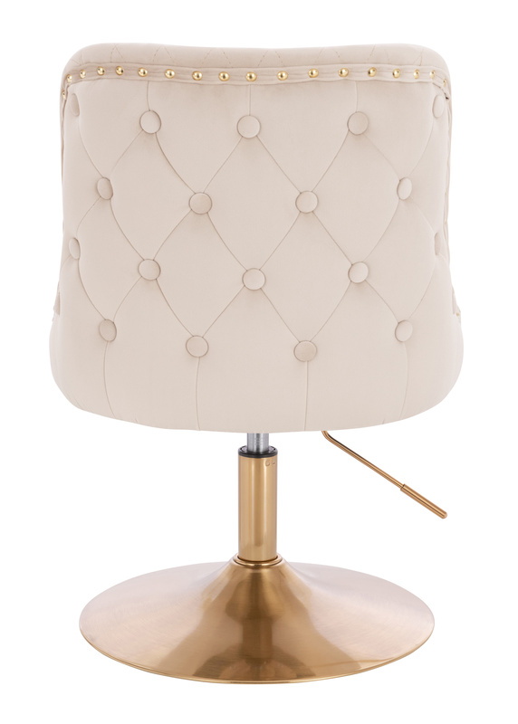 FOTEL HR940N KREMOWY WELUR ZŁOTA PODSTAWA