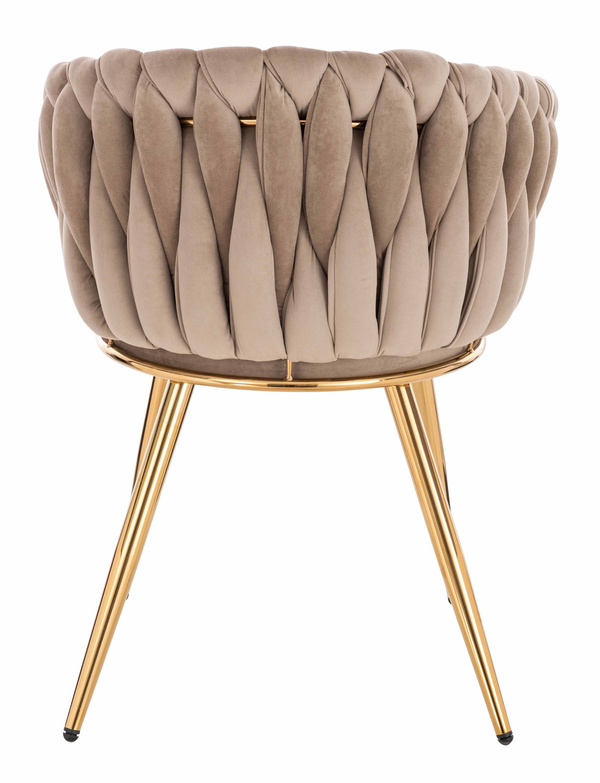 HR750 KRZESŁO ZŁOTA NOGI LATTE WELUR