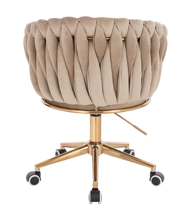 FOTEL HR750K LATTE WELUR ZŁOTA PODSTAWA