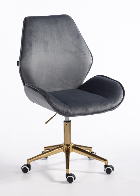 FOTEL HR350K GRAFITOWY WELUR ZŁOTA PODSTAWA