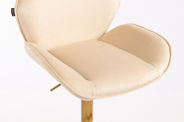 FOTEL HR350KW KREMOWY WELUR ZŁOTA PODSTAWA