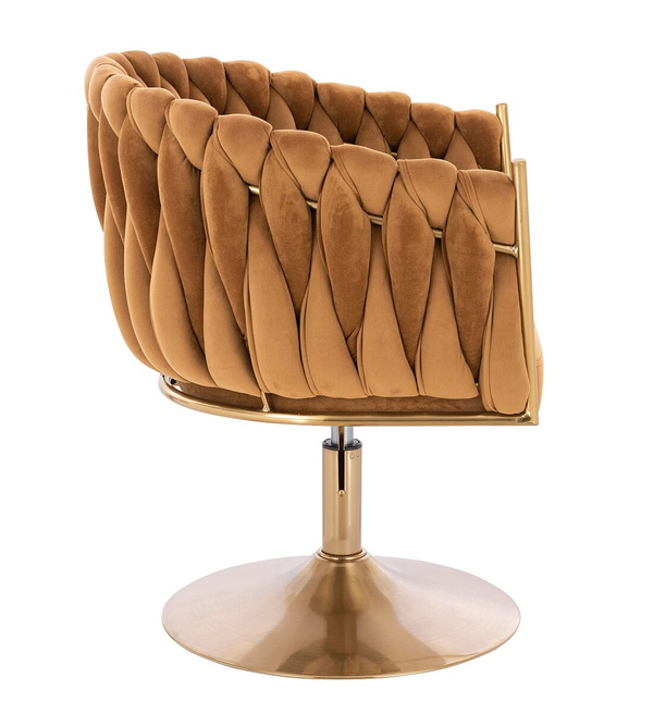 FOTEL HR750N MIODOWY WELUR ZŁOTA PODSTAWA