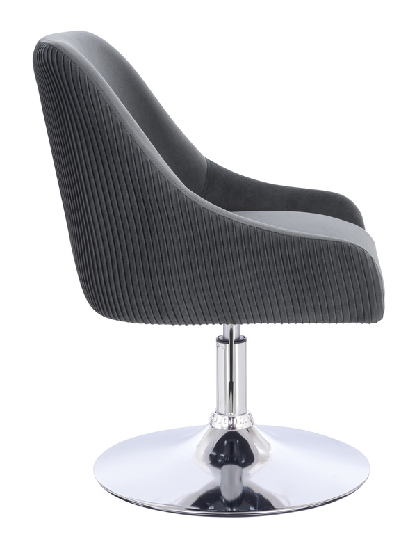 FOTEL HR920N GRAFITOWY WELUR CHROMOWANA PODSTAWA