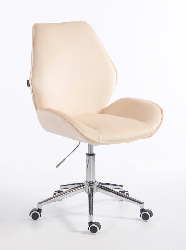 FOTEL HR350K KREMOWY WELUR CHROMOWANA PODSTAWA