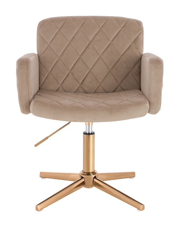 FOTEL HR802CROSS LATTE WELUR ZŁOTA PODSTAWA