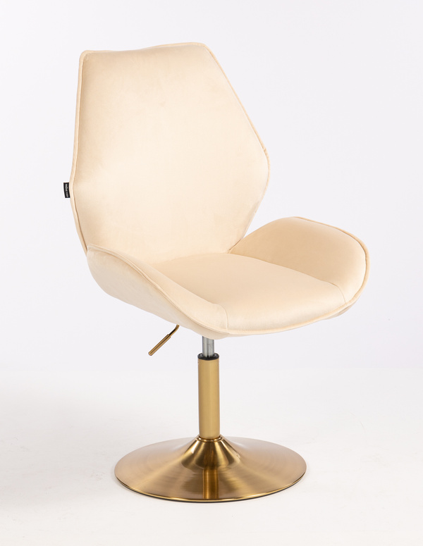 FOTEL HR350N KREMOWY WELUR ZŁOTA PODSTAWA