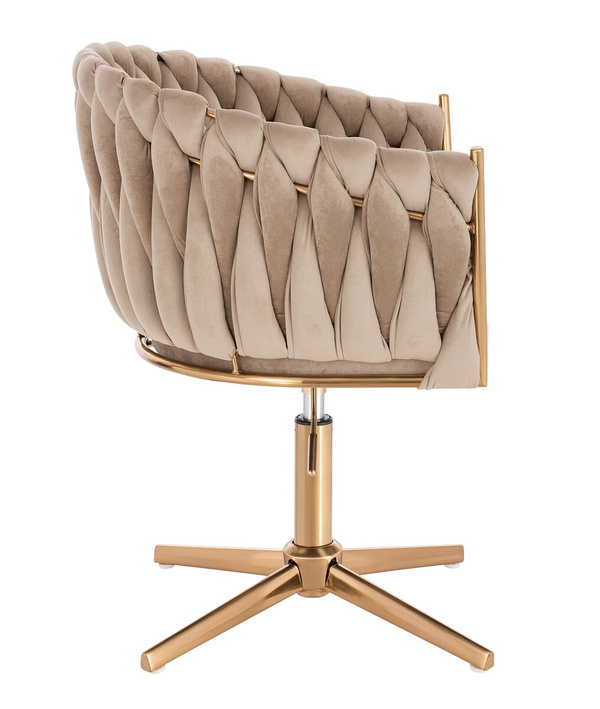 FOTEL HR750CROSS LATTE WELUR ZŁOTA PODSTAWA