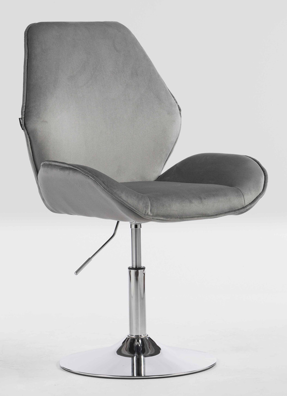 FOTEL HR350N STALOWY WELUR CHROMOWANA PODSTAWA