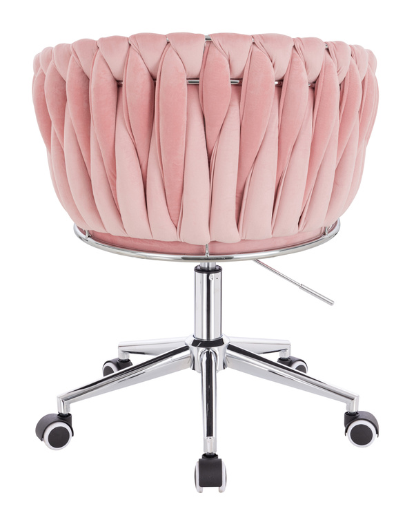 FOTEL HR750K PUDROWY RÓŻ WELUR CHROMOWANA PODSTAWA