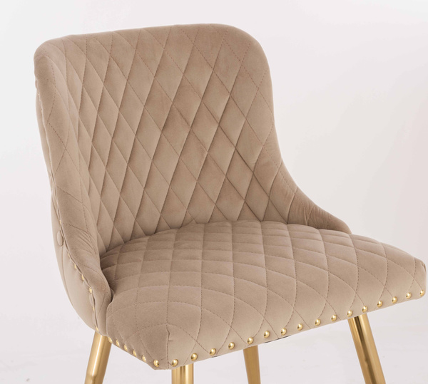 HR940 KRZESŁO ZŁOTE NOGI LATTE WELUR