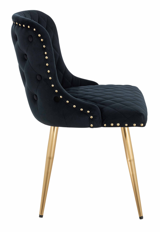 HR940 KRZESŁO ZŁOTE NOGI CZARNY WELUR