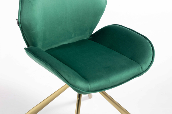 FOTEL HR350 PAJĄK BUTELKOWA ZIELEŃ WELUR ZŁOTA PODSTAWA