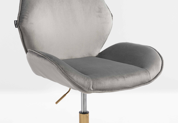 FOTEL HR350N STALOWY WELUR ZŁOTA PODSTAWA