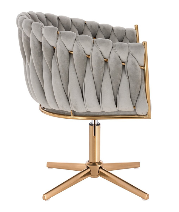 FOTEL HR750CROSS STALOWY WELUR ZŁOTA PODSTAWA