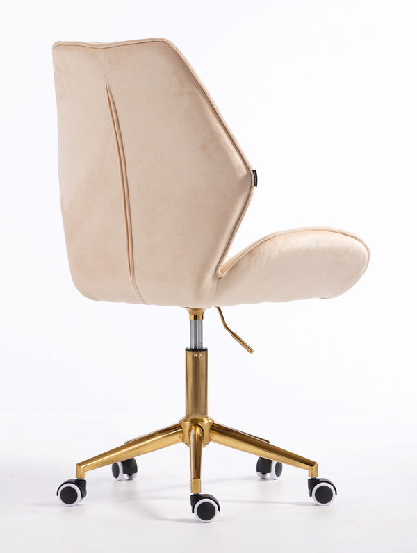 FOTEL HR350K KREMOWY WELUR ZŁOTA PODSTAWA