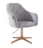 FOTEL HR830CROSS STALOWY WELUR ZŁOTA PODSTAWA