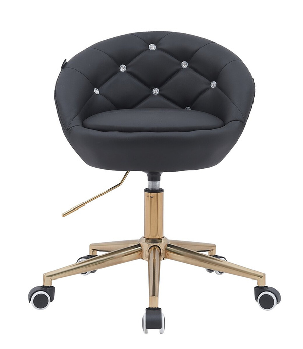 FOTEL HR948K CZARNY EKOSKÓRA ZŁOTA PODSTAWA