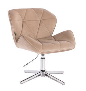 FOTEL HR111CROSS LATTE WELUR CHROMOWANA PODSTAWA