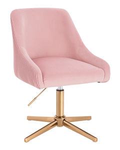 FOTEL HR920CROSS PUDROWY RÓŻ WELUR ZŁOTA PODSTAWA