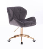 FOTEL HR111K ZŁOTE KÓŁKA GRAFITOWY WELUR
