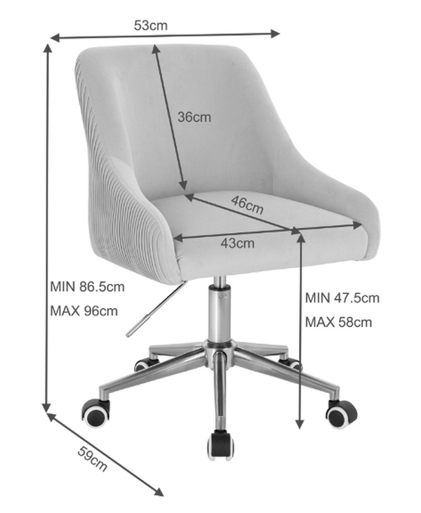 FOTEL HR920N GRAFITOWY WELUR CHROMOWANA PODSTAWA