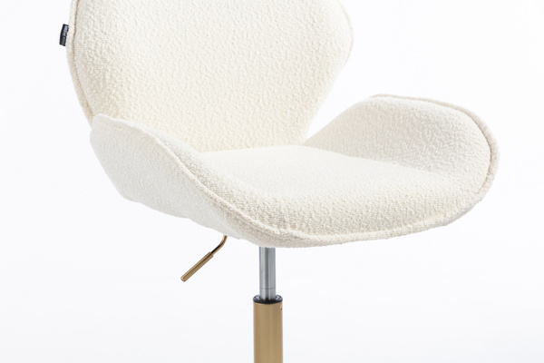 FOTEL HR350N KREMOWY BARANEK ZŁOTA PODSTAWA