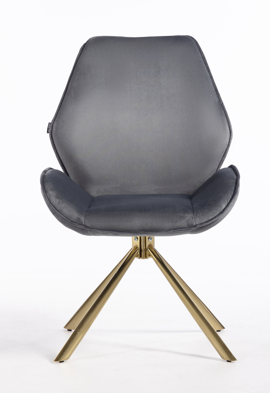 FOTEL HR350 PAJĄK GRAFITOWY WELUR ZŁOTA PODSTAWA