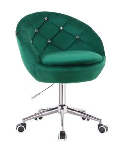 FOTEL HR948K BUTELKOWA ZIELEŃ WELUR CHROMOWANA PODSTAWA
