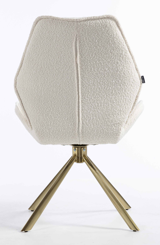 FOTEL HR350 PAJĄK KREMOWY BARANEK ZŁOTA PODSTAWA