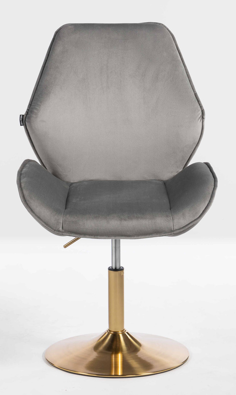 FOTEL HR350N STALOWY WELUR ZŁOTA PODSTAWA