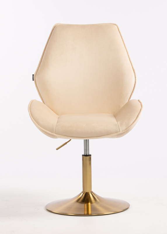FOTEL HR350N KREMOWY WELUR ZŁOTA PODSTAWA