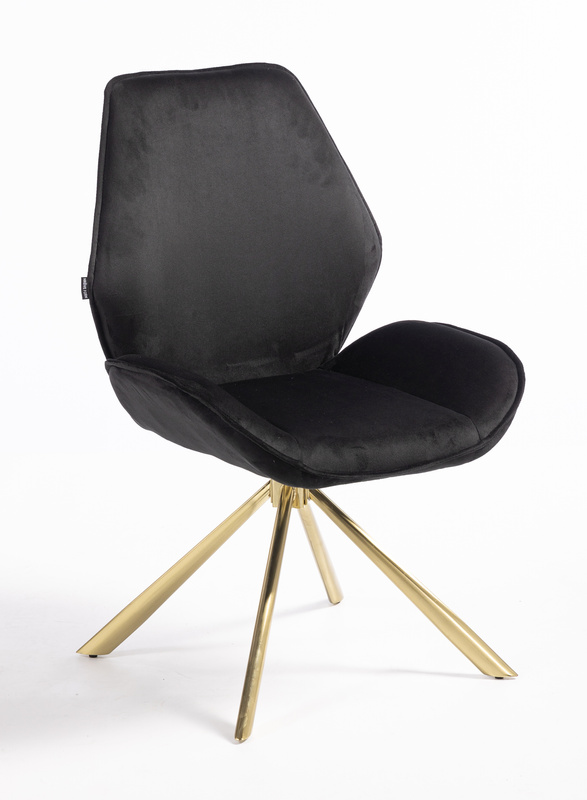 FOTEL HR350 PAJĄK CZARNY WELUR ZŁOTA PODSTAWA