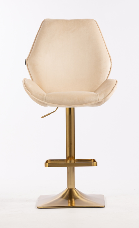 FOTEL HR350KW KREMOWY WELUR ZŁOTA PODSTAWA