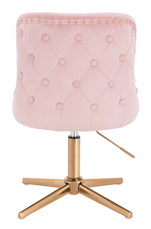 FOTEL HR940CROSS PUDROWY RÓŻ WELUR ZŁOTA PODSTAWA