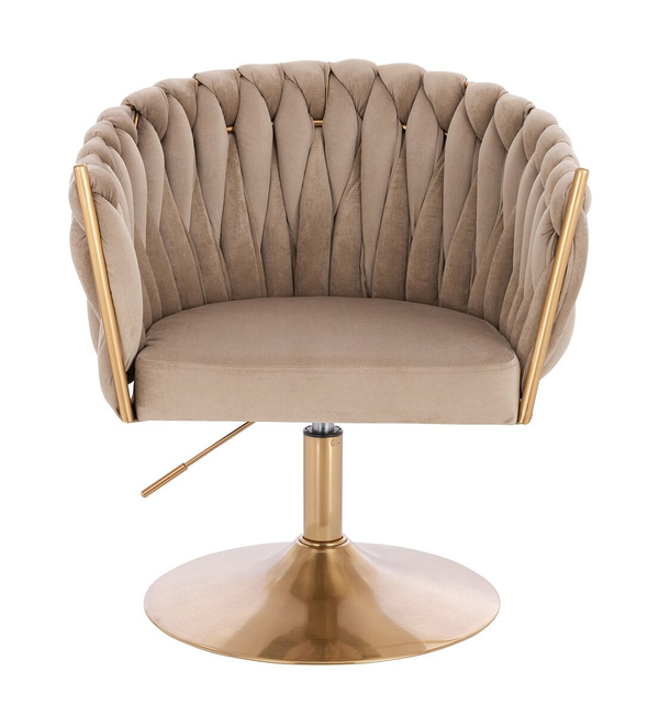 FOTEL HR750N LATTE WELUR ZŁOTA PODSTAWA