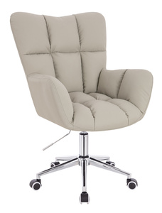 HOKER HR650K ECRU EKOSKÓRA PREMIUM SOFT CHROMOWANA PODSTAWA