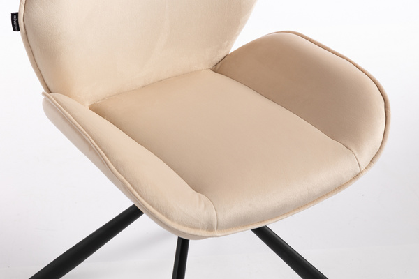 FOTEL HR350 PAJĄK KREMOWY WELUR CZARNA PODSTAWA