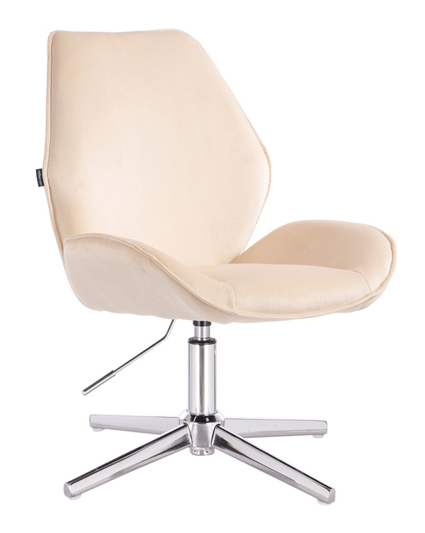 FOTEL HR350CROSS KREMOWY WELUR CHROMOWANA PODSTAWA