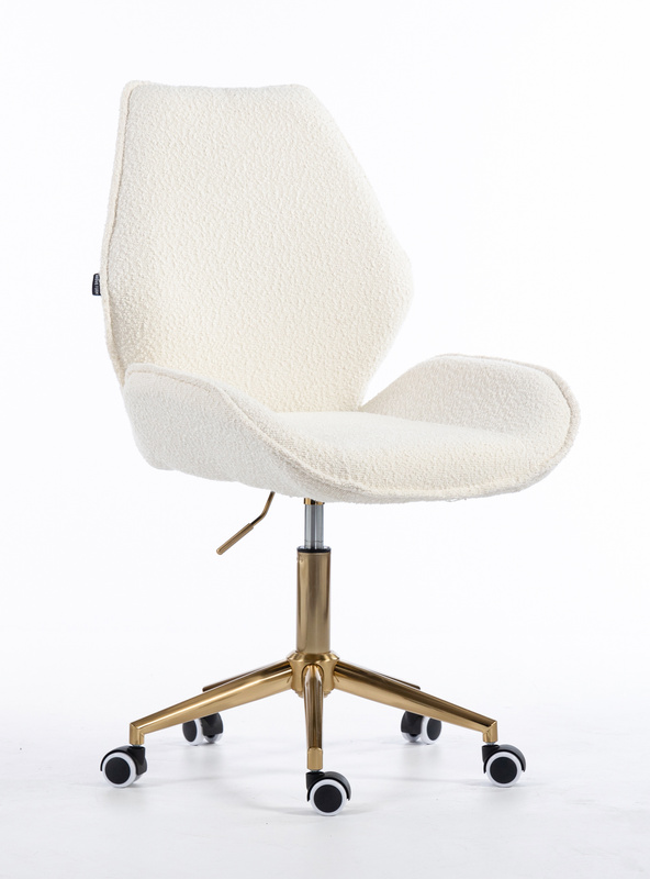 FOTEL HR350K KREMOWY BARANEK ZŁOTA PODSTAWA