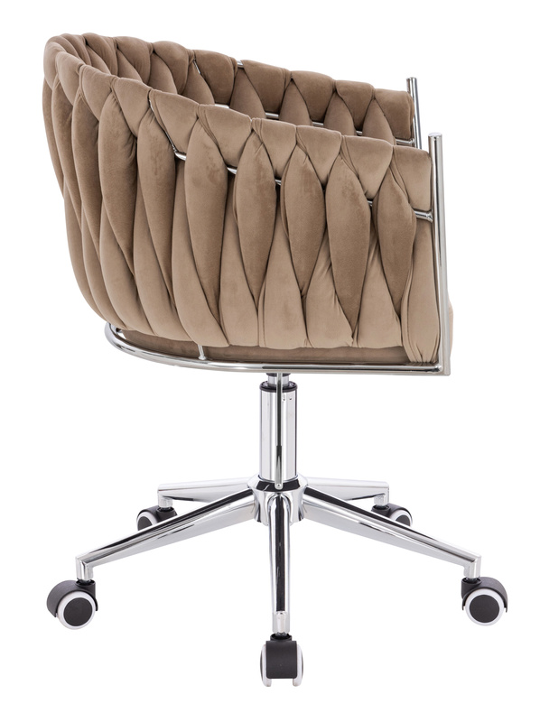 FOTEL HR750K LATTE WELUR CHROMOWANA PODSTAWA