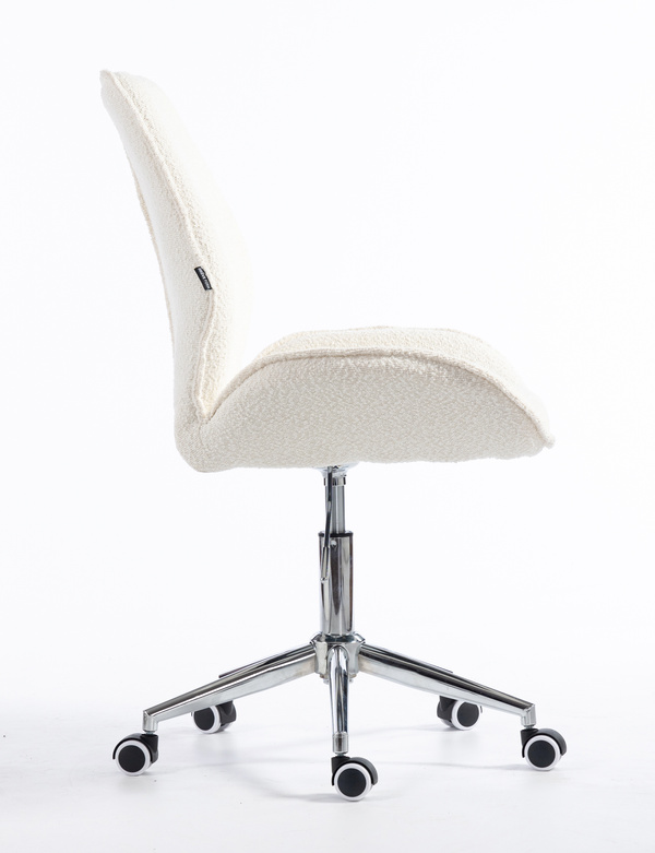 FOTEL HR350K KREMOWY BARANEK CHROMOWANA PODSTAWA