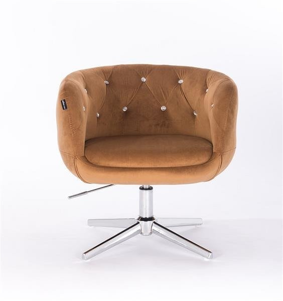 FOTEL HR333CROSS MIODOWY WELUR CHROMOWANA PODSTAWA