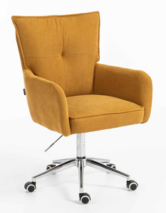 HOKER HR250K ŻÓŁTY CURRY PREMIUM CORD SZTRUKS CHROMOWANA PODSTAWA